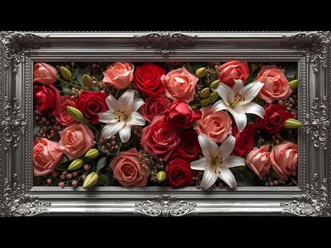 🌹 Golden Frame Art Live – Relaxing Flowers & Calm Music in 4K UHD | Luxury Art TV Ambience #golden