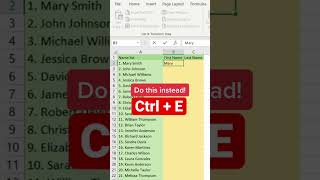 Flash Fill | Excel Auto Fill #excel #mrexcel #flashfill #shorts #shots