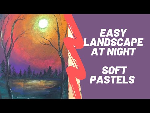 Draw a landscape  - #landscapedrawing #easynighttimelandscape