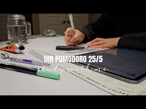 1 hour pomodoro study with me at home - studio Ghibli piano music, 25/5 pomodoro