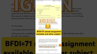 BFDI=71 all solved assignment pdf available and other material/ #BFDI=71 #ignou #assignment2024_25