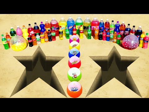 EXPERIMENT: Big Eruption from 2  STAR HOLE , Big CoCa, Mtn Dew, Fanta, 7UP  vs Mentos