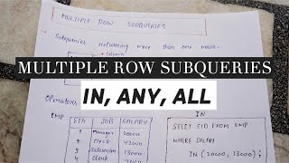 MULTIPLE ROW SUBQUERIES ||WITH EXAMPLES