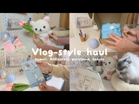 Vlog-style haul (no talking) ~ kawaii, AliExpress, pureseoul, sanrio