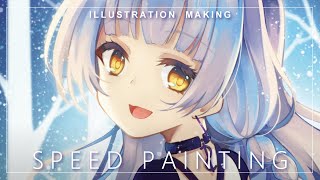 【Vtuber/月宮セレネ】イラストメイキング/Illustration Making【clip studio】#illustration #vtuber