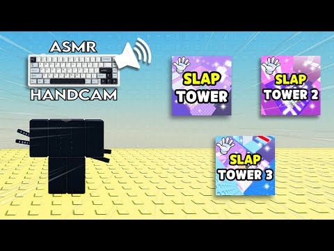 BEATING SLAP TOWER 1,2,3 BUT ITS KEYBOARD ASMR...👀 (Roblox ASMR + Handcam)
