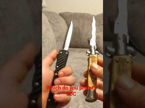 Antler handle kris blade stiletto switchblade VS OTF carbon fiber inlay switchblade?