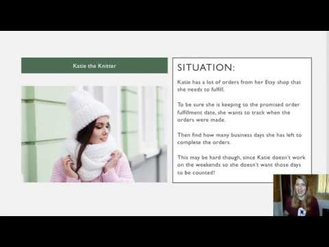 Learn to Find the Workdays Between Two Dates Using NETWORKDAYS Function with Katie the Knitter
