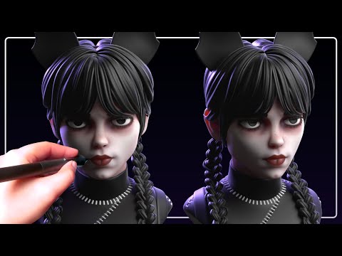 Sculpting Black Cat Wednesday Addams | Blender 3D