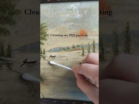 I got a pair of 1922 paintings so I tried out the cleaning process with vinegar. #painting #antique