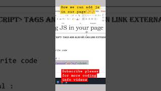 adding js in your web page #codersadda #webdevelopmentforbeginners #js #shorts #codingshorts