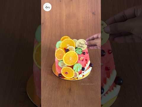 Fruit cake! How to turn a regular fruit platter into a beautiful cake| watermelon fruit cake #shorts