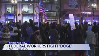 Federal workers, supporters rally against 'DOGE' sweeping workforce cuts