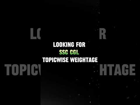 SSC CGL Topicwise Weightage #ssc #cgl