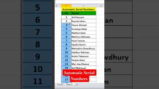 Automatic Serial Numbers in Excel #excel #exceltips #exceltutorial #msexcel #microsoftexcel #short