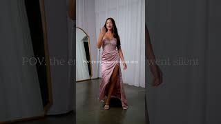 Strapless satin corset dress CD295 in Dusty Rose with leg slit and lace up back #PinkDress