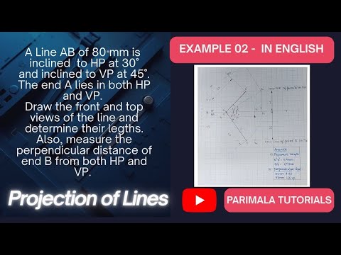 Projection of Straight Lines _ Example 02 _ Engineering Drawing