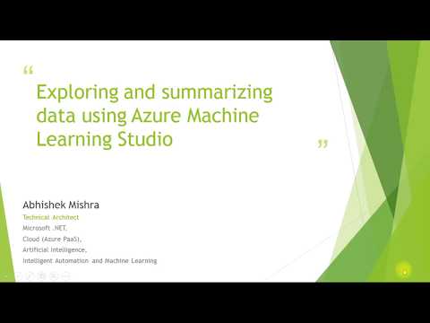 Exploring and summarizing data using Azure Machine Learning Studio