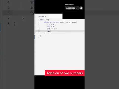 Addition of two numbers in java #java #javaprojects #education #shorts