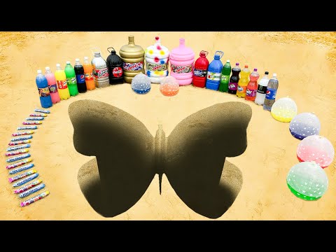 Big Toothpaste Eruption from Butterfly Shaped HOLE, Giant Mnt Dew & Fanta, Monster, Coca vs Mentos