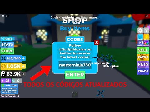 TODOS OS CÓDIGOS ATUALIZADOS! CHI + AUTO-TREINO E GEMAS - Ninja Legends