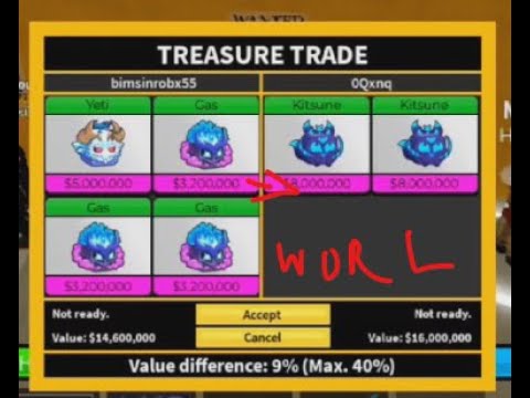 TRADING MY 3 GAS 1YETI FOR 2 KITSUNE W OR L BLOXfruits