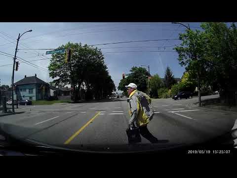 Trying to catch a bus, he almost caught me instead.  He still missed the bus.