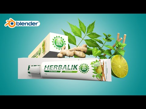 Product Animation in Blender and After effects | Herbal toothpaste rendered with eevee