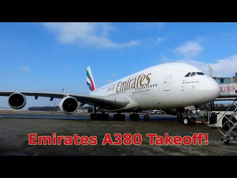 Emirates A380 Pushback & Takeoff | Zurich to Dubai