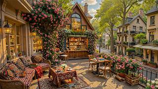 Quiet Springtime Street & Jazz Background Music 🌿 Cozy Coffee Shop Ambience with Sweet Jazz for Work