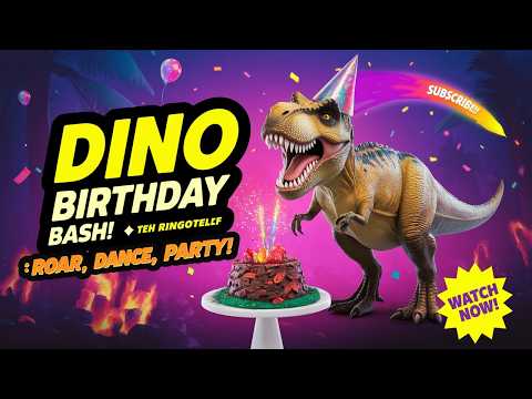Dino Birthday Bash Song 🦖 | Kids Dance Party with Dinosaurs & Volcano Cake! | Fun Children's Music