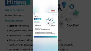 Frontend developer jobs | #jobopenings | web development jobs | pondicherry jobs | Enge Velai