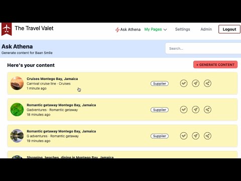 Travel Valet Supplier Connect - AI Content Generator