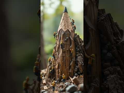 Climbing the Pencil Mountain! 🧗‍♂️✏️ | Miniature World in Action   #Shorts  #3DConcept