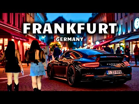 Frankfurt Nightlife Walking Tour 🇩🇪 | Vibrant Streets & Skyline Views in 4K