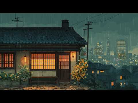 Rainy Rooftop Vibes – 2 Hours Lofi Music & Cozy City Soundscape