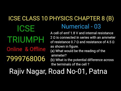 A cell of emf 1.8 V and internal resistance 2 Ω is connected in series with an ammeter of #icse 