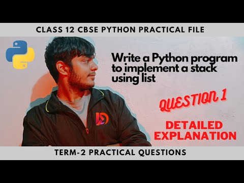 Q1. Write a Python program to implement a stack using list | CBSE Class 12 python | DevelopersOnline