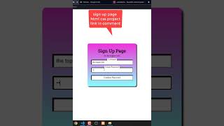 Sign up page html css project #coding #website #webdevelopment #project #html #css #frontend