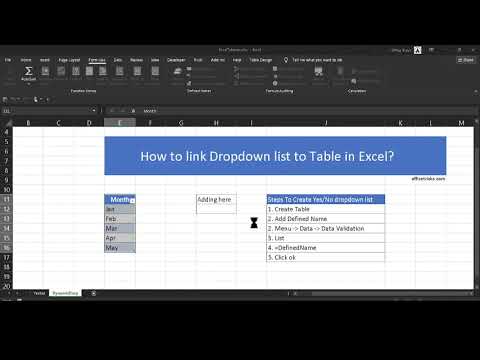 How to Link a table or dynamic named range to a Dropdown list in Excel