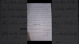 Some important identities: IF A+B+C=x..#trigonometry #trigonometricidentities #mathsolutions