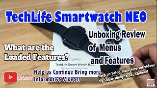 TechLife Smartwatch Neo - Unboxing Review of Menus and Features
