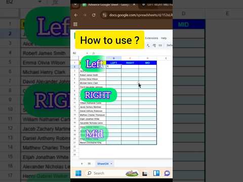 Left , right and mid function #formula #googlesheets #googlesheetstutorial