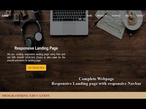 Responsive Landing Page  with 5 Sections and  Navbar using HTML5 and CSS3| Complete Website Tutorial