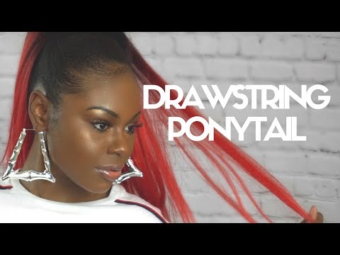 🚨  RED DRAWSTRING PONYTAIL WEAVE HAIRSTSTYLE