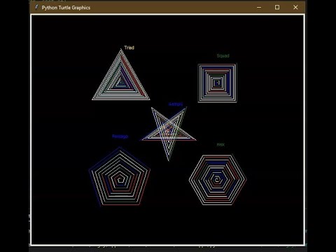 5 shapes polygons and a star using Python turtle | #Ajcoding #python #pythonturtle #turtle