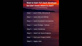 ROADMAP TO LEARN FULL STACK DEVELOPER #html #learn #fullstackdeveloper #developer #github #phyton