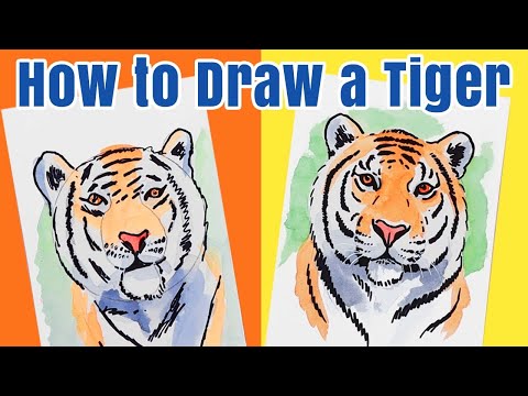 How to Draw a Tiger Kids Watercolor Tutorial