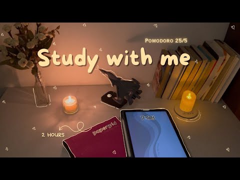 2-hour evening study with me🛋️| pomodoro 25/5 | lofi beats 🎧 + timer⏱️