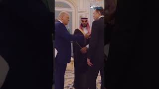 #Trump & Saudi Crown Prince chat with Elon Musk during ceremony | #shorts #donaldtrump #elonmusk